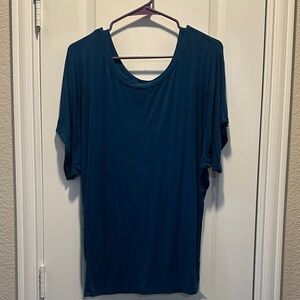 Chic Teal Short Batwing Sleeve Women's Top